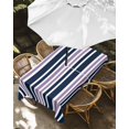 thumbnail image 3 of Outdoor Tablecloth with Umbrella Hole, Navy Blue Purple Striped Spillproof Waterproof Outdoor Table Cover, Gradient Horizontal Lines Patio Tablecloths for Party Picnic Camping, Rectangle 52"x70", 3 of 9