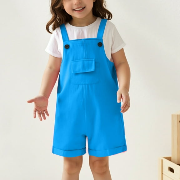 Bigetiay Kids Girls Summer Jumpsuits Comfortable Sky Blue Jumpsuit with Pockets Spring Fall Romper Cute Summer Outfits for Girls 9-10 Years