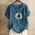 thumbnail image 2 of T-Shirt Col Rond à Manches Courtes à Imprimé Tournesol pour Femme, 2 of 2