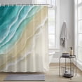 thumbnail image 3 of Abstracts Sandy Beach Shower Curtain, Turquoise Beige Gradient Ocean Wave Waterproof Shower Curtain Set with 12 Hooks Lightweight Bath Curtains Fabric Bathroom Decor 72x78 Inches, 3 of 9