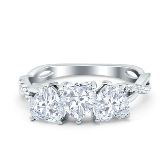 Simulated Cubic Zirconia Size-5 Halo Heart Promise Ring 925 Sterling Silver