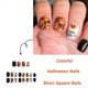 thumbnail image 3 of Uñas postizas acrílicas brillantes cortas con calavera cuadrada y telaraña para Halloween., 3 of 5