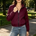 thumbnail image 6 of Admvng Women's Stand Collar Full Zip Cropped Windbreaker Jacket Pocket Lightweight Casual Outerwear, 6 of 9