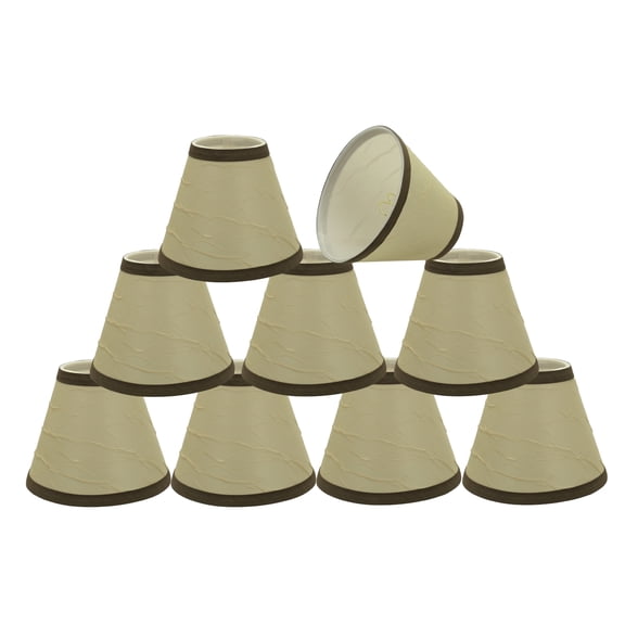 Aspen Creative 32121-9 Small Hardback Empire Shape Chandelier Clip-On Lamp Shade Set (9 Pack), Transitional Design in Beige, 6" bottom width (3" x 6" x 5")