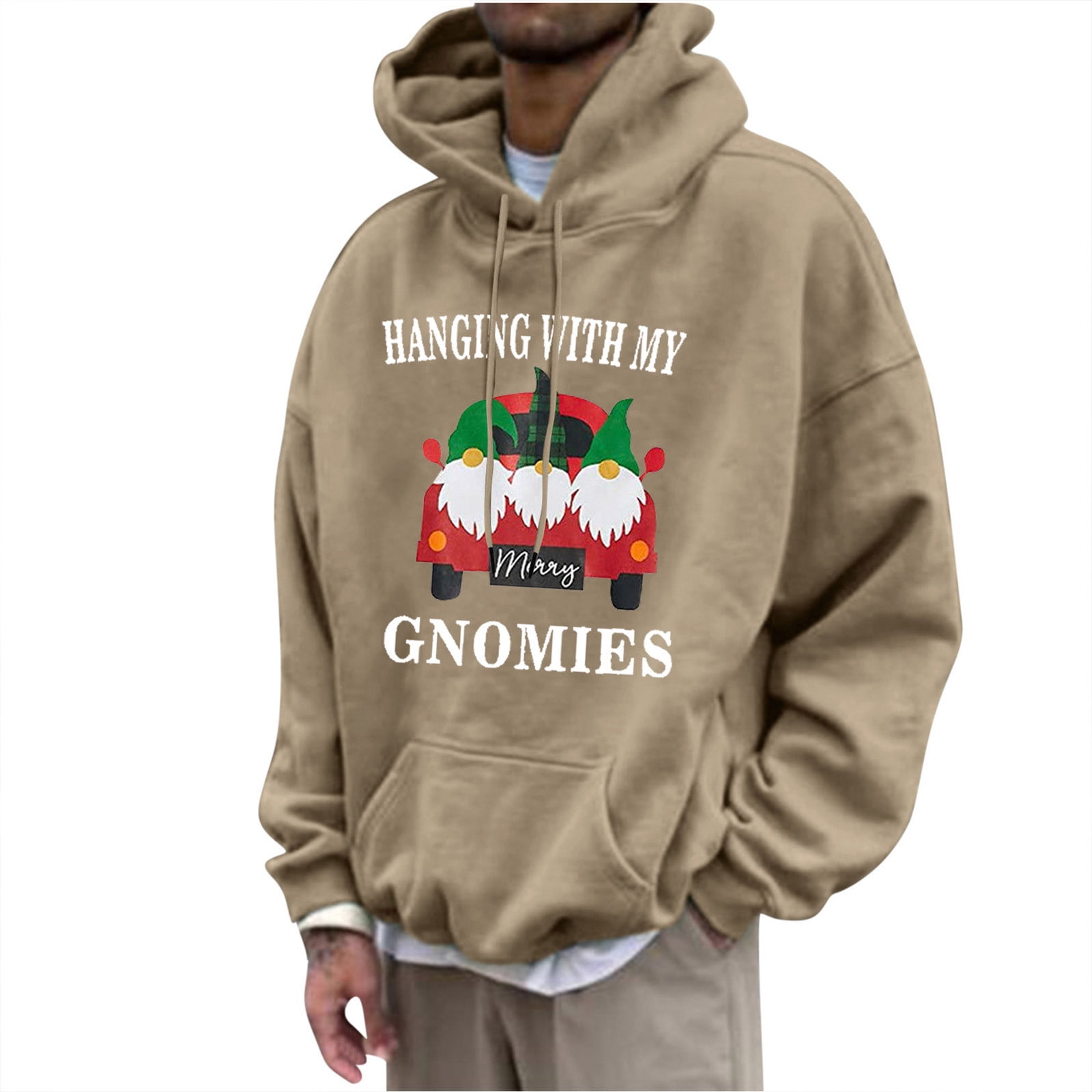 WXLWZYWL Uglu Christmas Hoodies for Men Gnome Hooded Sweatshirt Novelty Sweater Elf Long Sleeve Pullover Loose Fit Drawstring Hoodie