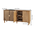 thumbnail image 3 of Semiocthome Kitchen Sideboard Buffet Cabinet with 4 Line Groove Doors and Adjustable Shelf,  Walnut Finish, 3 of 9