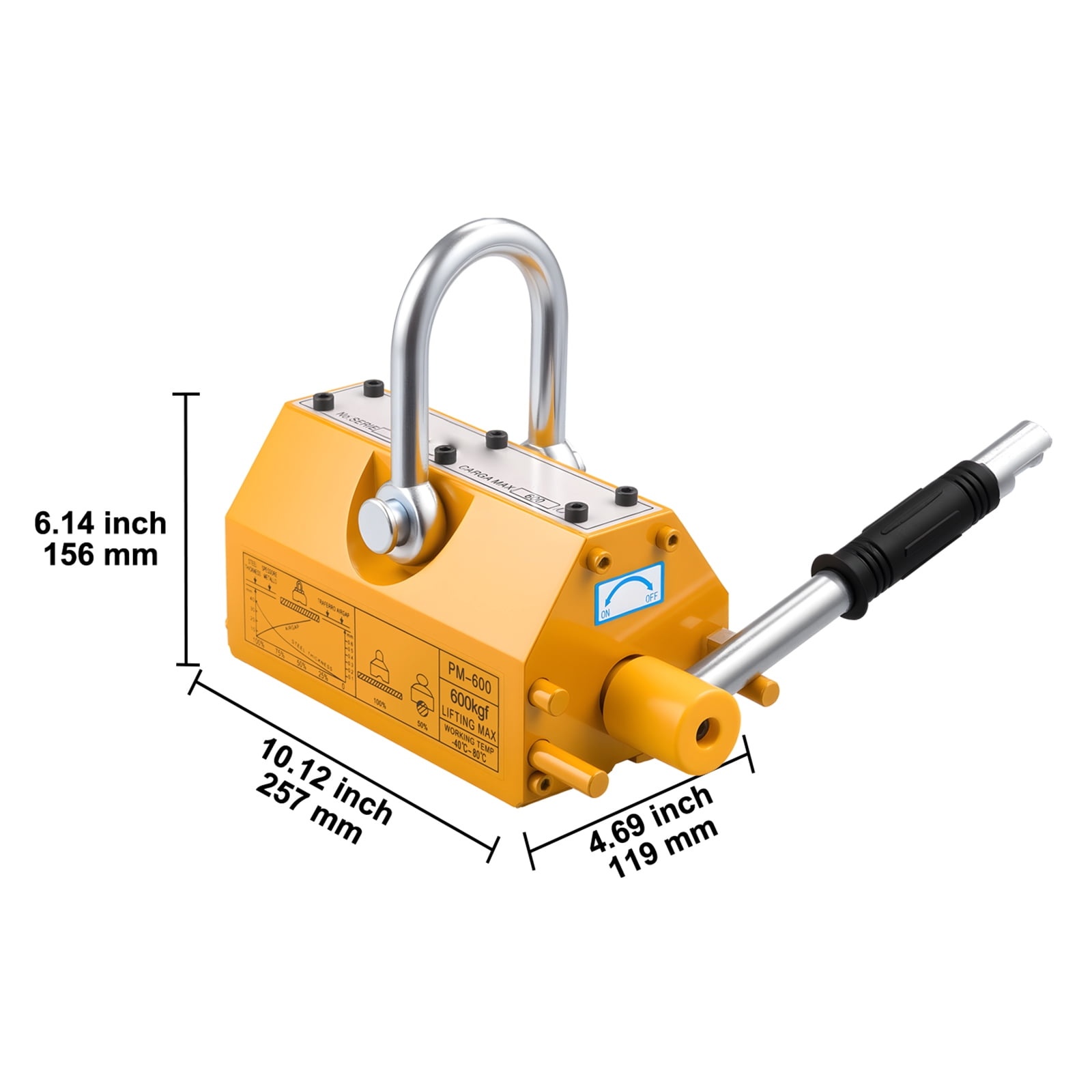 KFFKFF Permanent Magnetic Lifter, 1320 lbs Load Capacity,Durable N42 Neodymium Magnet with Release Handle and Steel Hook,Suitable for Shop Cranes and Hoists, Ideal for Lifting Steel Plates and Boards
