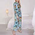 thumbnail image 4 of Kll Monkeys Swinging From Palms Print Women'S Long Sleeve Pajamas With Pants Sleepwear Loungewear 2 Set-X-Large, 4 of 9
