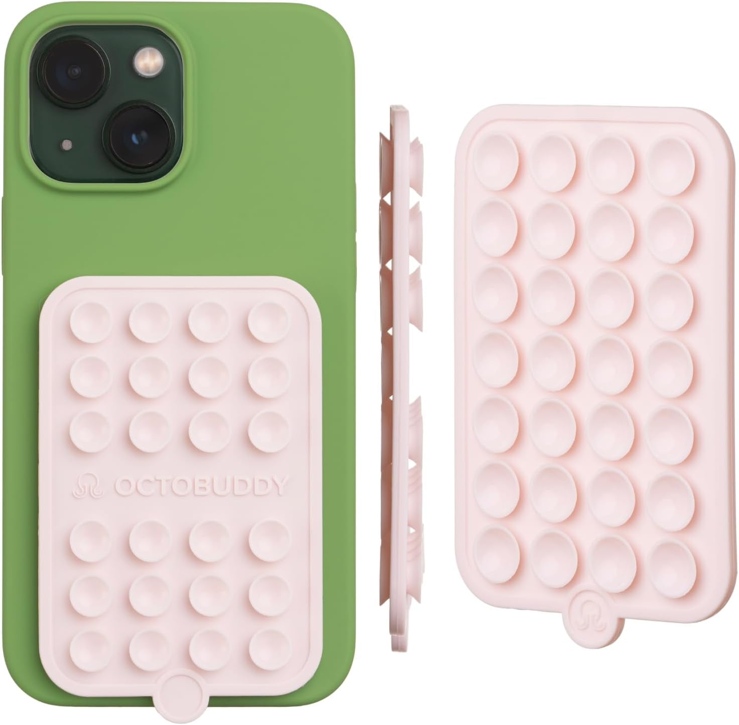 LXYWXS-Double - Silicone Double-Sided Suction Phone Case Detachable Mount - Hands-Free, Strong Grip Holder for Selfies & Videos - iPhone & Android Compatible - 2.5″ x 3.75″, Chalk Pink
