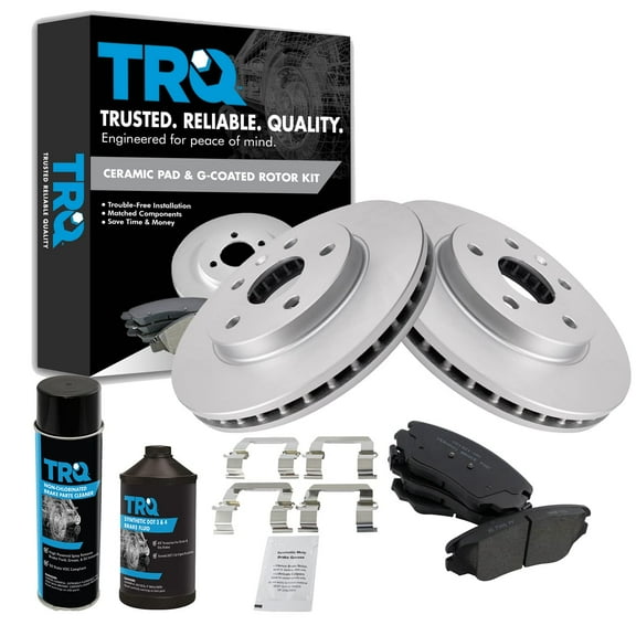 TRQ Front Premium Ceramic Brake Pad & Coated Rotor Kit w/Fluids for Chevy Buick BKA24619 Fits select: 2013-2015 CHEVROLET MALIBU, 2016 CHEVROLET MALIBU LIMITED