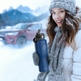 thumbnail image 3 of Buzio 32oz Large Insulated Stainless Steel Water Bottle with Straw Lid and Flex Cap Fit in All Car Cup Holder, Blue, 3 of 9