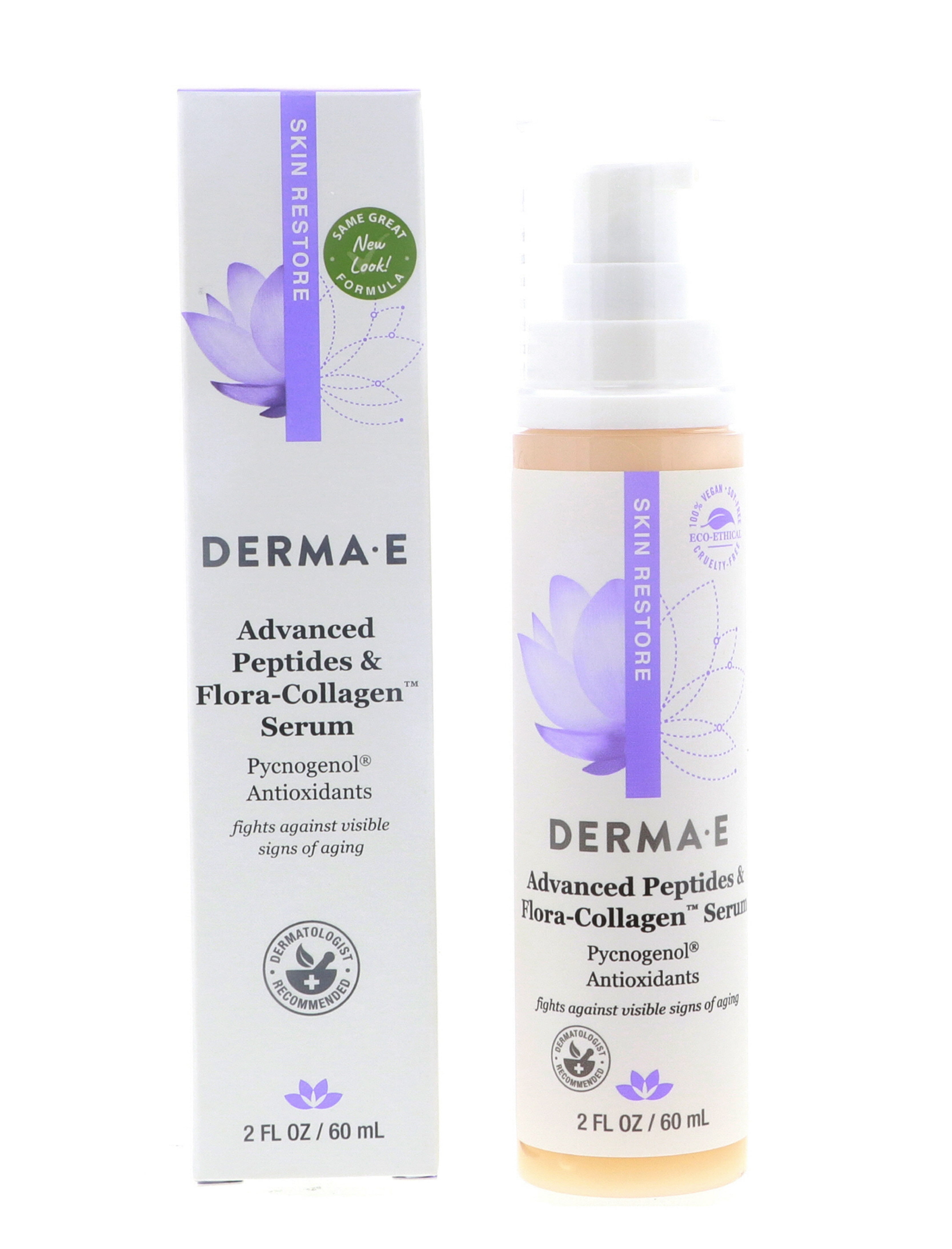 DermaE Advanced Peptides & FloraCollagen Serum, 2 oz 2 Pack