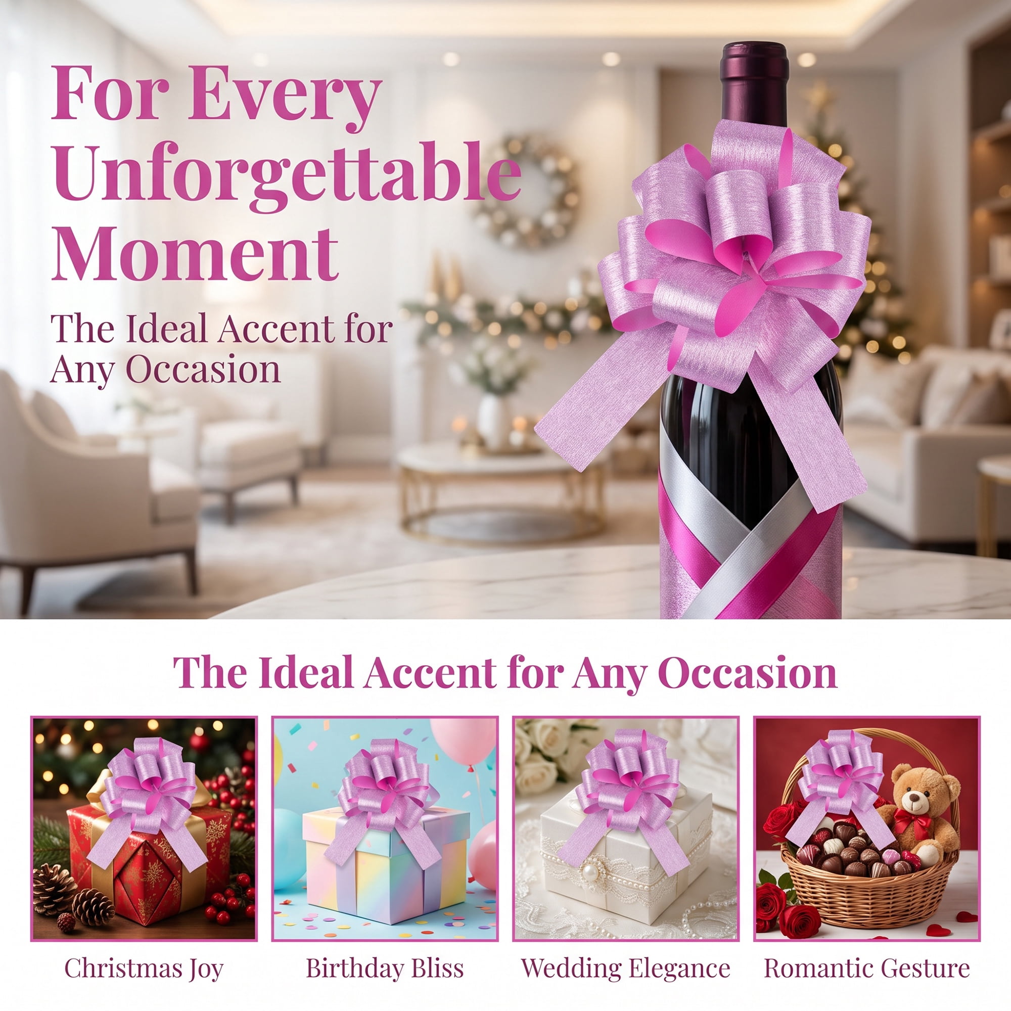 Unique Bargains Multi-Layered Star Bows for Decoration and Gift Wrapping Purposes Pink