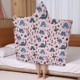 thumbnail image 5 of Pink Dinosaurs Plants Pattern Hooded Bath Towel，50"x30" for Ages 3 To 12 Kids, Quick Dry Lightweight Soft Microfiber Hood Beach Towel Cover Up for Kids, 5 of 7