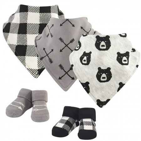 

Yoga Sprout Baby Boy Cotton Bandana Bibs and Socks 5pk Bear Hugs One Size