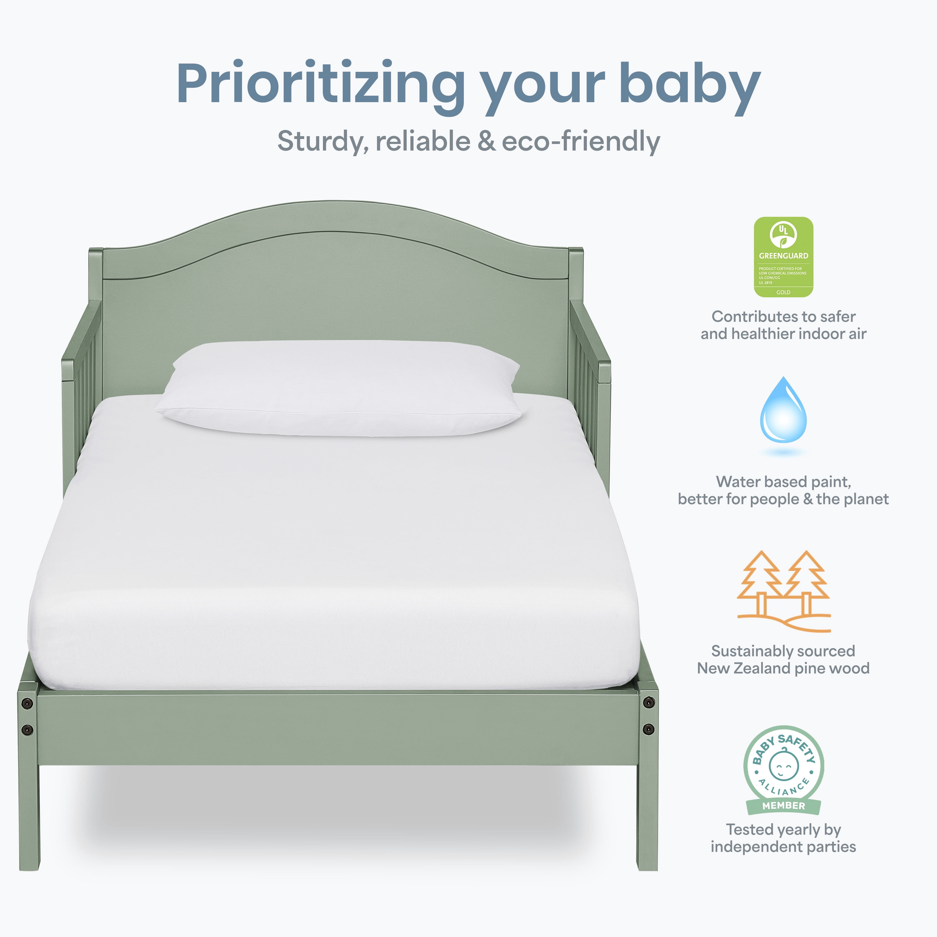 Dream On Me Sydney Toddler Bed, Meadow Green