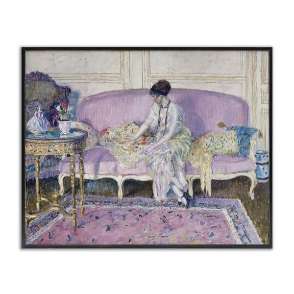 Woman Seated on Sofa Black Framed Giclee Art, design by Wild Apple Portfolio