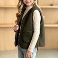 thumbnail image 4 of LIaqionyy Girls Fleece Vest V Neck Sleeveless Outerwear Kids Casual Lightweight Button down Sherpa Waistcoat with Pocket, 4 of 8