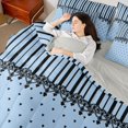 thumbnail image 5 of Castle Fairy Minimalism Stripe Layout 7-Piece Twin Bedding,Retro Lace Accent Bedding Comforter Set,Sky Blue Black,Reversible, 5 of 7