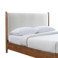 thumbnail image 4 of Carry Queen Bed, Beige Boucle Upholstered Headboard Walnut Brown Solid Wood, 4 of 7