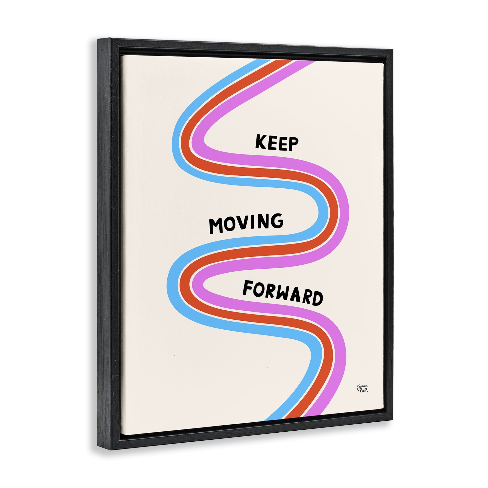 Stupell Industries Keep Moving Forward Text & Numbers Painting Black Floater Framed Canvas Art Print Wall Art, 25 x 31