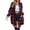 001 Wine, variant on Hvot&aat Women Autunm And Winter Plaid Printed Long Sleeve Tops Turn-down Collar Suit Cardigan Woolen Coat With Pocket