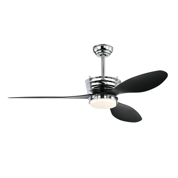 Izzovium Modern 52'' Ceiling Fan with LED Light and DC Remote, Chrome ABS Blades Fan for Bedroom Living Room