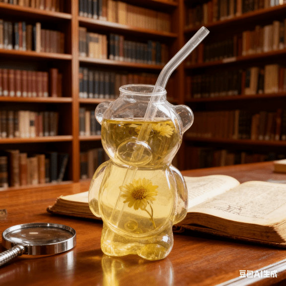 Cute Bear Mug with Straw, 11oz Bear-Shaped Glass Tumbler for All Drinks-Hot Coffee-Cold Cocktails-New 2025 Holiday Gift UKHBMC | Transparent