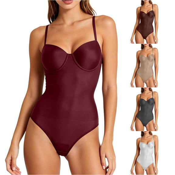 Xijirk Women Corset Waist Cincher Thin Adjustable Shoulder Straps Built‑in Bust Cup Build Smooth Body Construction Everyday Wear Going Out,Red,M