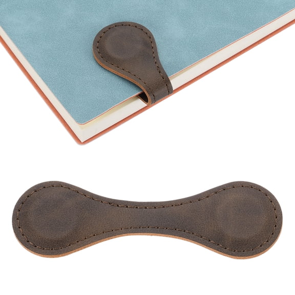 Magnetic Bookmarks, Leather Vintage Book Marks Page Markers Clips, Dark Brown
