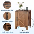 thumbnail image 6 of Accreate Farmhouse Nightstand with USB Charging Station, Rustic Bedside Table with Charging Station & Sliding Barn Door, 18" Modern Two-Tier Nightstand for Bedroom, Night Stand, 6 of 7