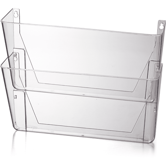 Officemate Letter-Size Wall Files, 2-Pack, Clear Wall-Mountable Plastic Document Organizer for Folders, Forms and Mail, 13 x 4.12 x 10.62-Inches