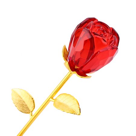 WALFRONT 24K Gold Plated Rose Flower Long Stem Artificial Rose Flower Birthday Valentines Gift Mother's Day Anniversary Best for (Best Birthday Flowers For Her)
