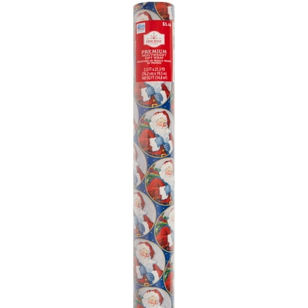 Holiday Time Blue Santa Gift Wrap, 30" x 160 sq. ft