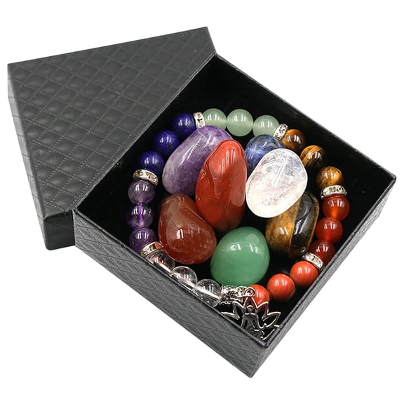 Deeceymbur Natural Crystal Stone Set Assorted Colorful Tumbled Gemstones Healing Crystals Decorative Rocks for Home Office Decor Crafts Positive Energy Gift