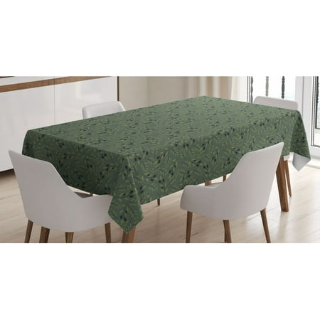 

Olive Tablecloth Pastel Tone Vegetation Leaves and Branches Rectangle Satin Table Cover Accent for Dining Room and Kitchen 60 X 90 Evergreen Sage Green by Ambesonne