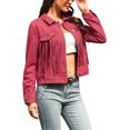 thumbnail image 4 of INSPIRE CHIC Faux Suede Fringe Jacket for Women's Button Down Long Sleeve Western Vintage Jackets L Red, 4 of 6