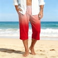 thumbnail image 3 of JoveMarine Men's Hawaiian Gradient Print Drawstring Shorts, 7/8 Length Casual Beach Shorts for Summer Vacation, Parties and Daily Wear Vermilion 2XL, 3 of 9