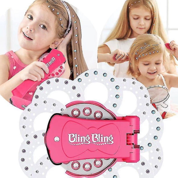 Máquina grapadora brillante con diamantes brillantes para el cabello, juego de gemas para decoración, regalos para niñas