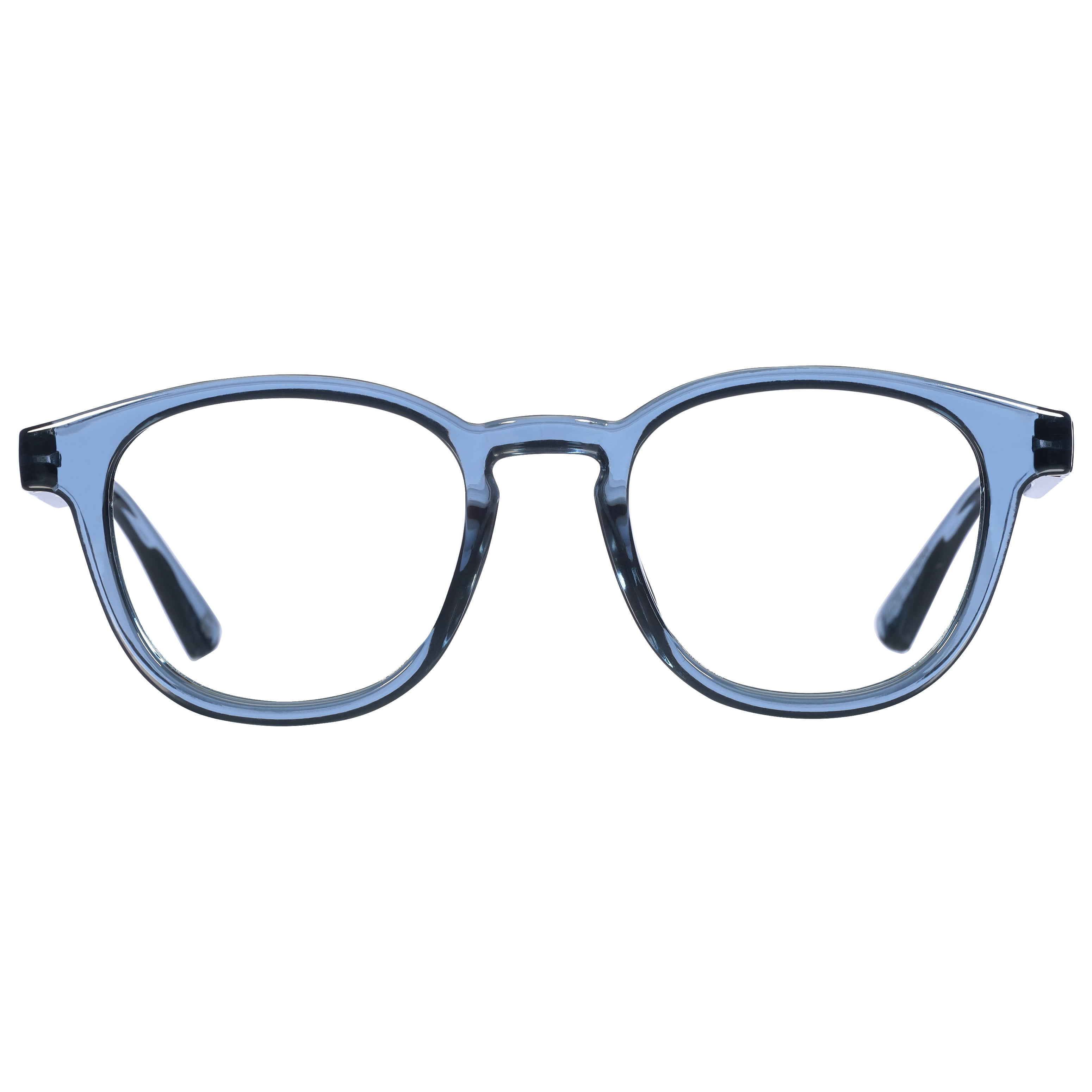 (2 pack) B.E Bio Eyes Unisex Round Reading Glasses Made from Recycled Plastic Basil +1.25 in Blue