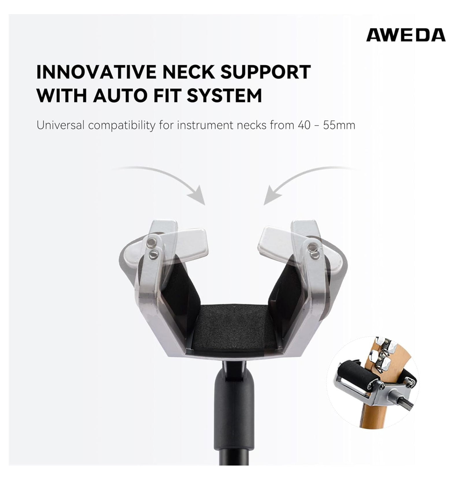 Auto Fit System Single Guitar Stand Universal Portable Guitar Stand Adjustable Folding Hanging Guitar Floor Stands for Acoustic, Classical, Electric, Bass