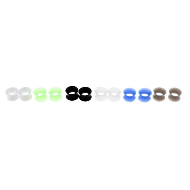 6 pares de tapones y expansores para la piel del oído, flexibles y delgados de silicona. 14mm