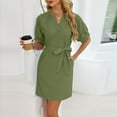 thumbnail image 7 of Kaemgyyd Womens Nightgown Lantern Short Sleeve Tunic Sleep Dress Casual V Neck Loose Fit Sleepshirts Button up Night Gowns（Army Green,Small）, 7 of 7