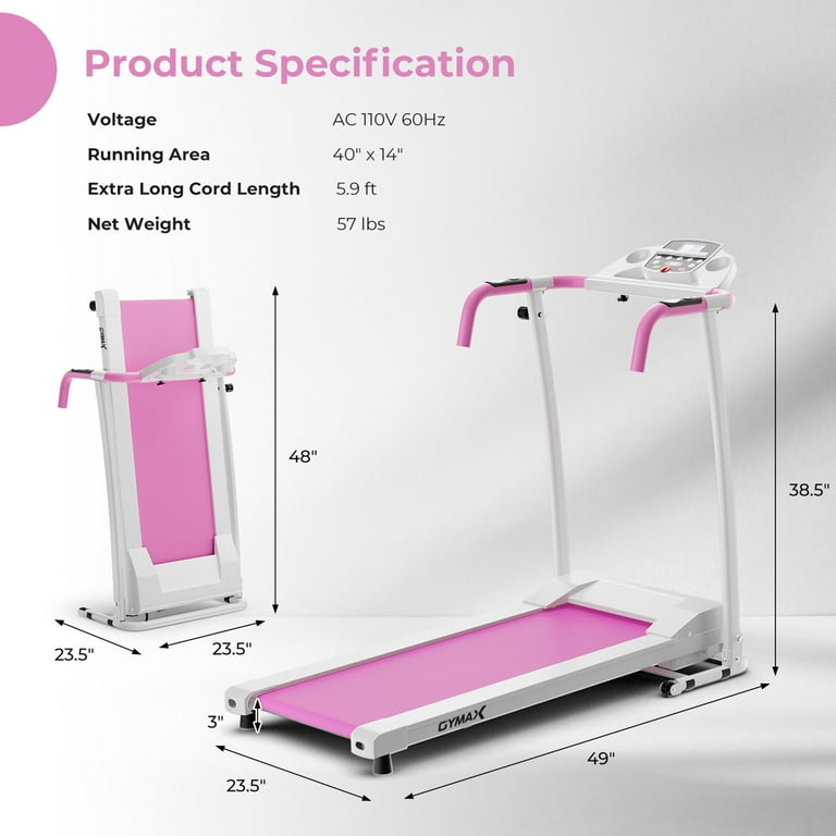 Gymax Folding Treadmill for Home Walking Running Machine w 12 Preset Programs Pink
