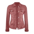 thumbnail image 4 of Sevevn Women's Long Sleeve Lapel Short Jean Trucker Jacket Cropped Denim Coat with Pockets Casual Versatile Outfits for Office Work Going Out, 4 of 5