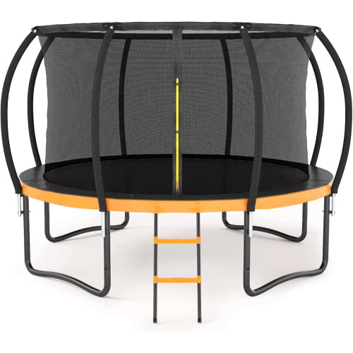 14FT Trampoline, Thickened Recreational Trampoline for Adults & Kids, Can Bear Weight Reinforced Type Outdoor Trampoline with Enclosure Net Ladder (Orange) - Walmart.com