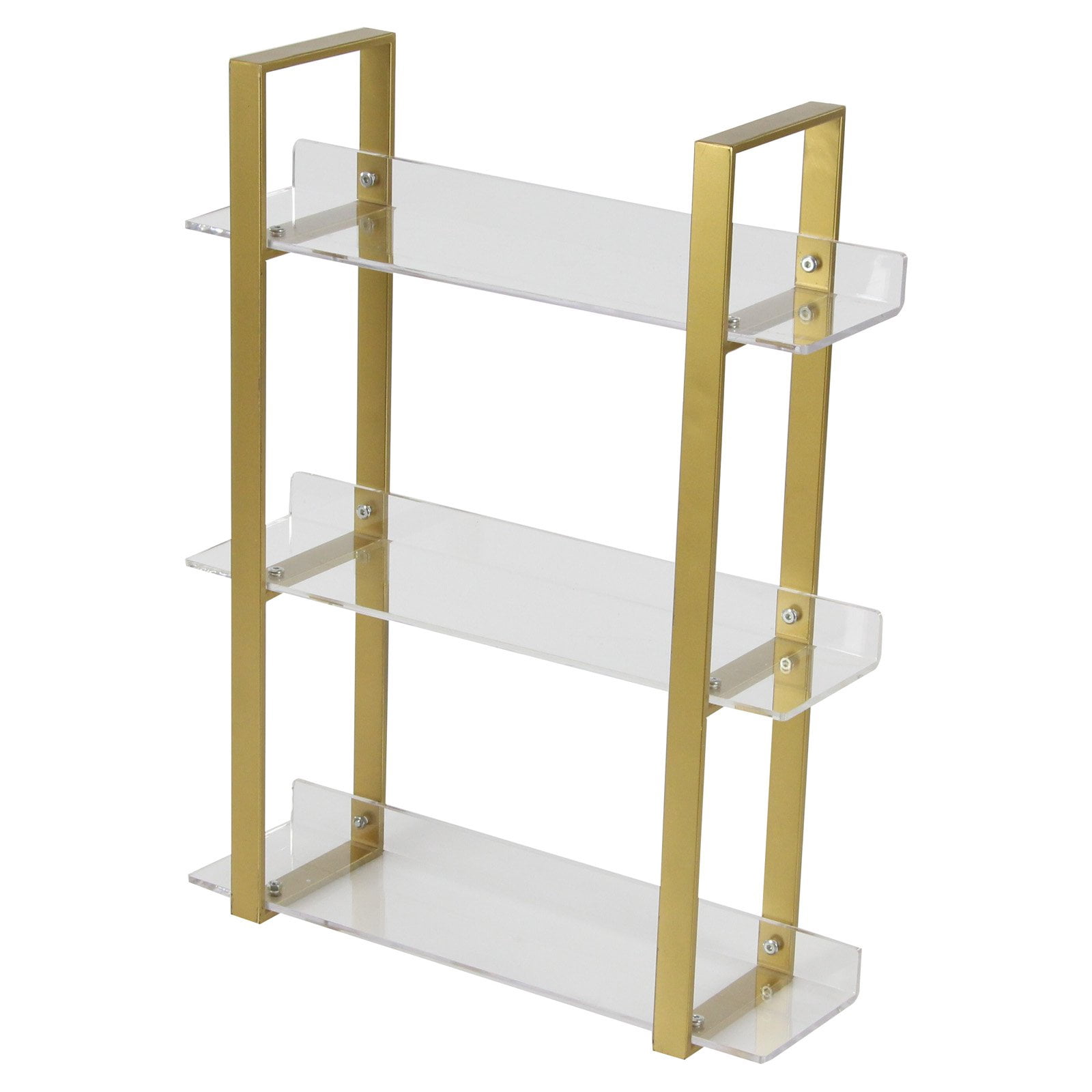 Decmode Contemporary 25 X 19 Inch Iron and Acrylic 3-Tiered Shelf, Clear