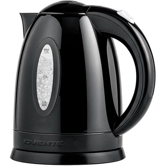 Ovente Electric Water Kettle 1.7 Liter with LED Indicator Light, 1100 Watts Fast & Concealed Heating Element, BPA-Free, Auto Shutoff Function and Boil Dry Protection