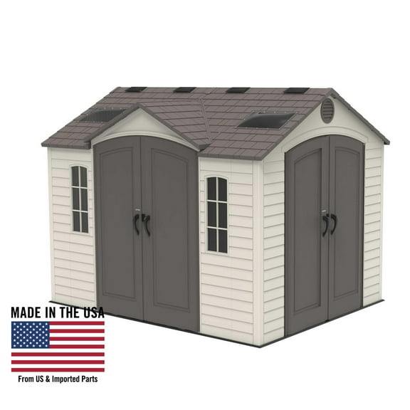 Lifetime Lockable Polyethylene Outdoor Storage Shed, 10' x 8', Tan & Brown (60001)