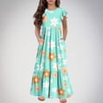 thumbnail image 2 of Mikilon Girls Casual Maxi Floral Dress Long Sleeve Holiday Dresses with Pockets for 6-12 Years, 2 of 5